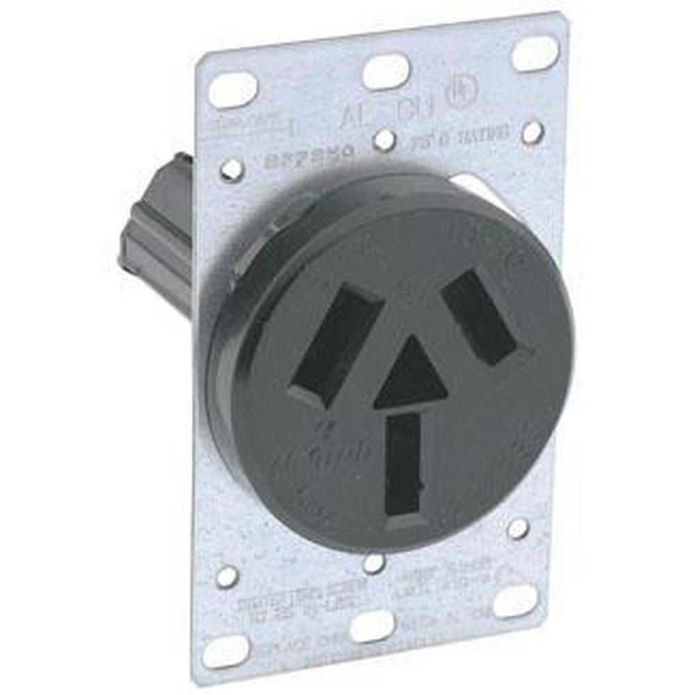 50A 125/250V Flush Mount Receptacle in Black