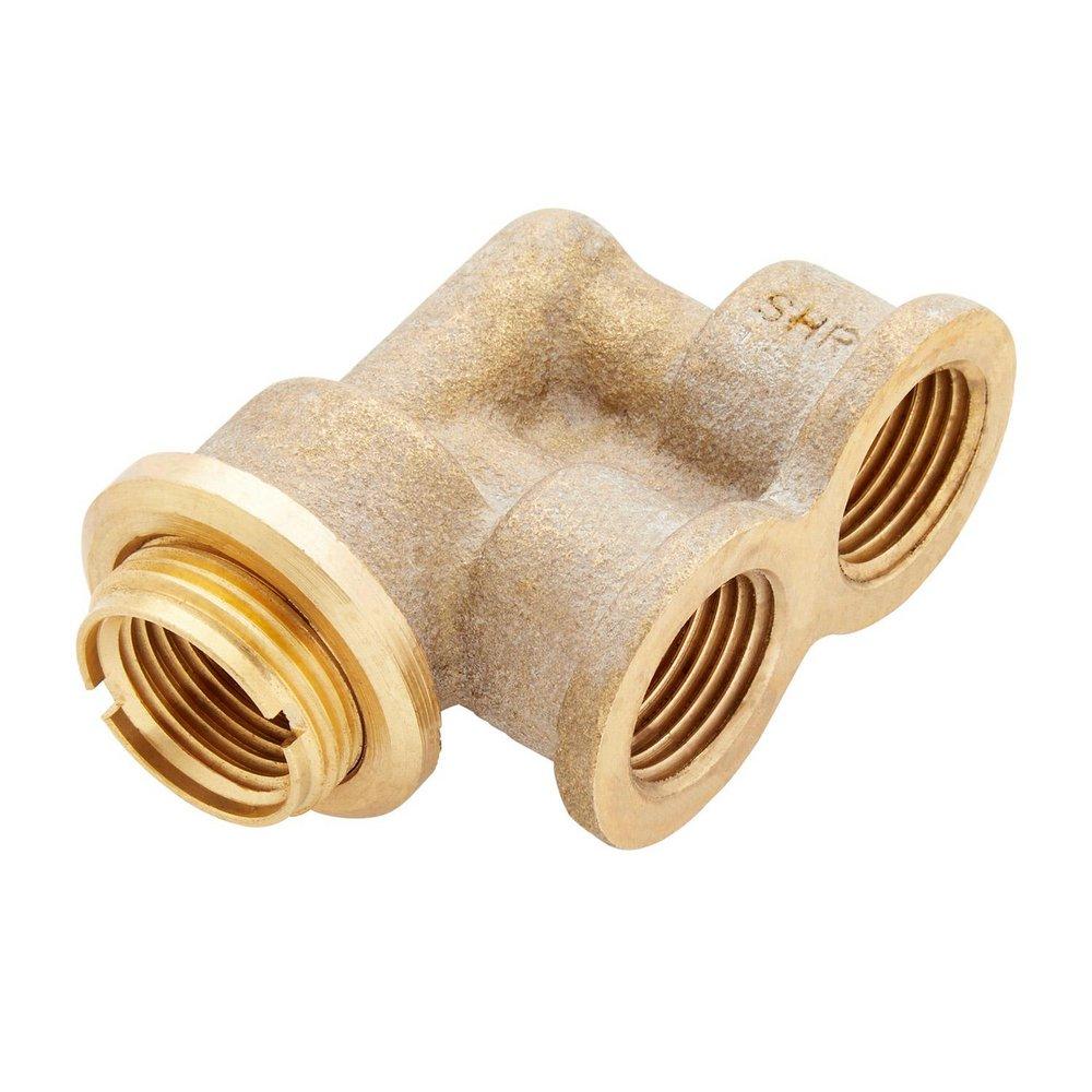 Signature Hardware Custom Showering Twin Elbow for Thermostatic Valve in Rough Brass