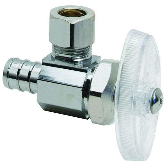 Legend Valve & Fitting T-581NL Series 1/2 x 3/8 in. F1807 x OD Tube Oval Handle Angle Supply Stop Valve in Chrome Plated