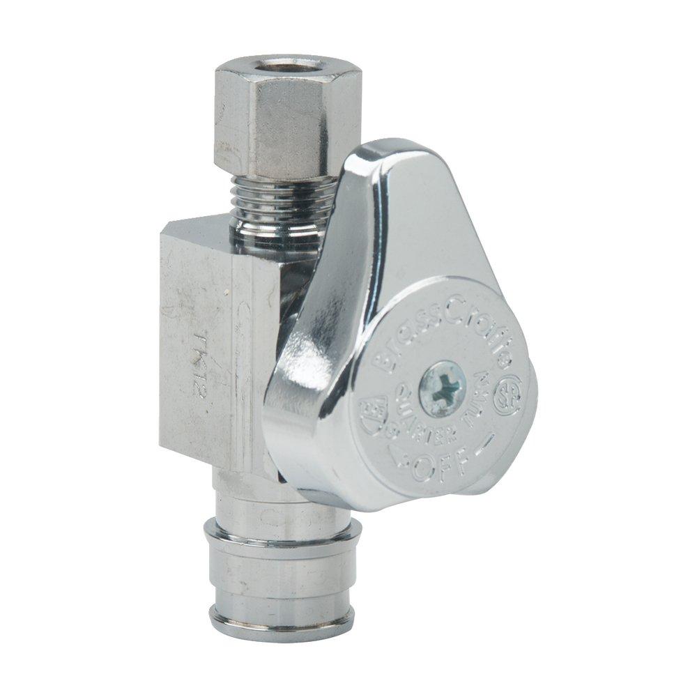 BrassCraft G2BRPX04 Series 1/2 x 1/4 in. F1960 x OD Compression Lever Handle Straight Supply Stop Valve in Chrome Plated