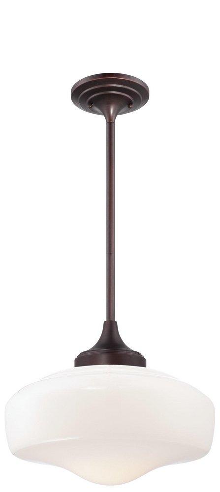 150W 1-Light Indoor Schoolhouse Pendant in Brushed Bronze