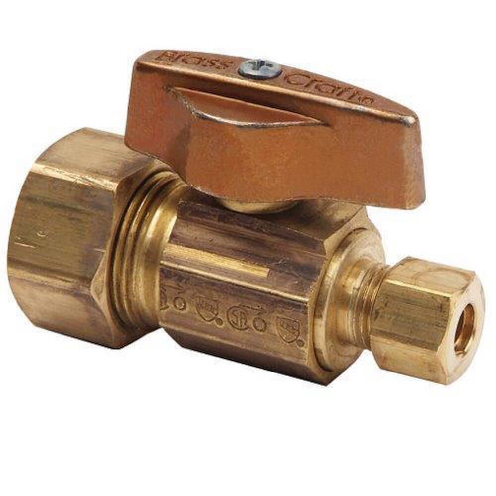 BrassCraft KTCR04 Series 5/8 in x 1/4 in Straight Handle Straight Supply Stop Valve in Brass
