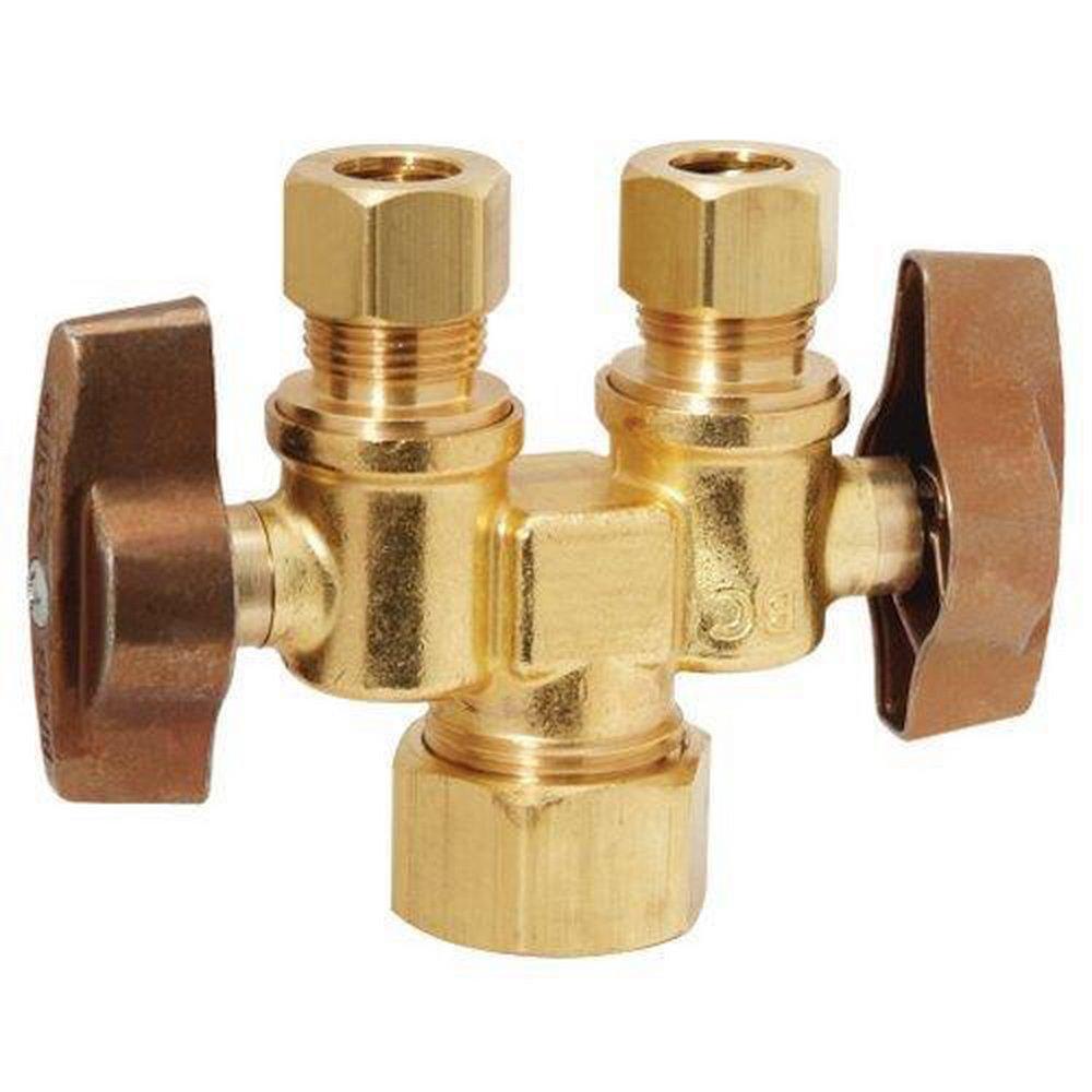 BrassCraft KTCR1901DV Series 1/2 x 3/8 in. Compact Dual Shut-Off Valve
