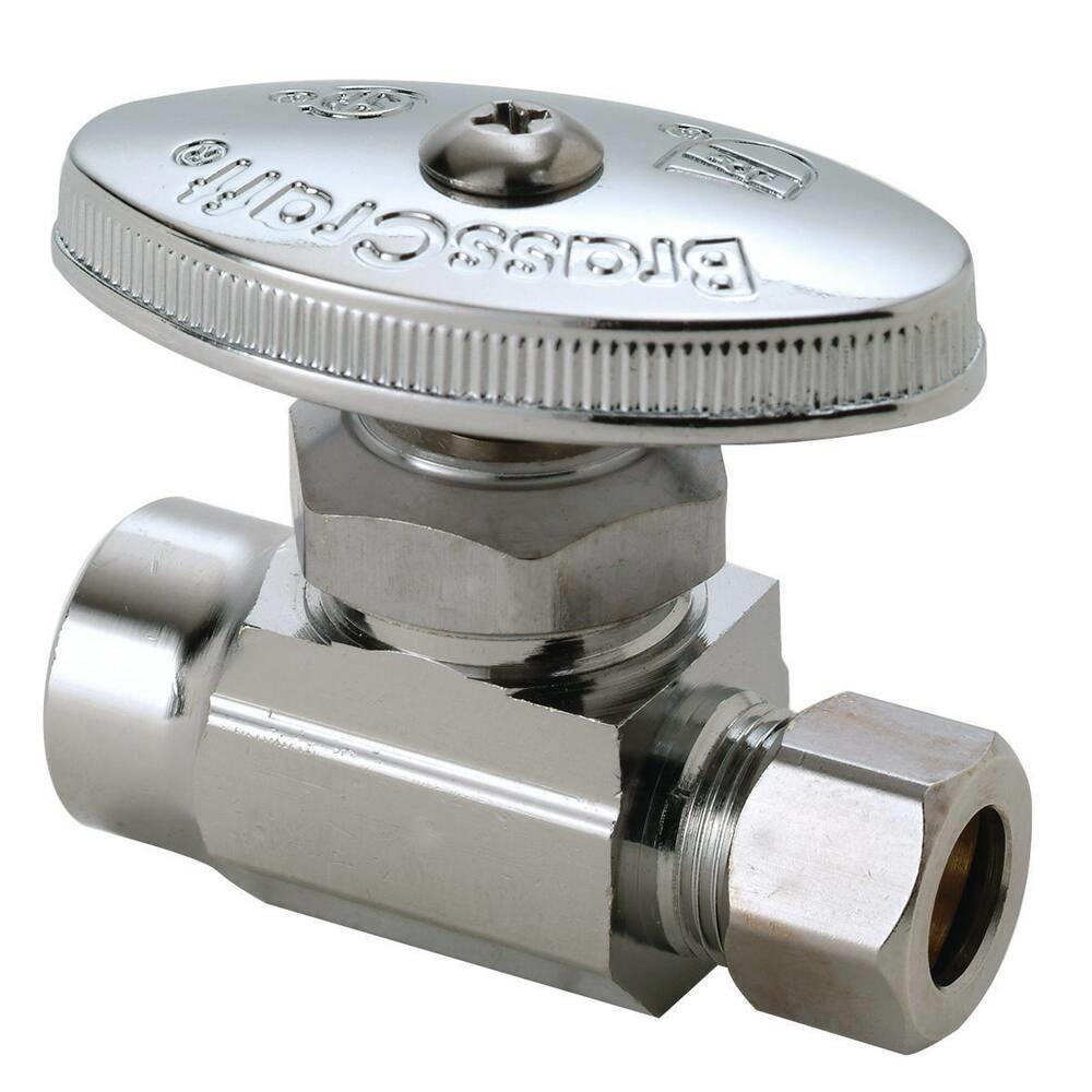 BrassCraft R04 Series 1/2 x 1/4 in. Sweat x OD Compression Knurled Oval Handle Straight Supply Stop Valve in Chrome Plated