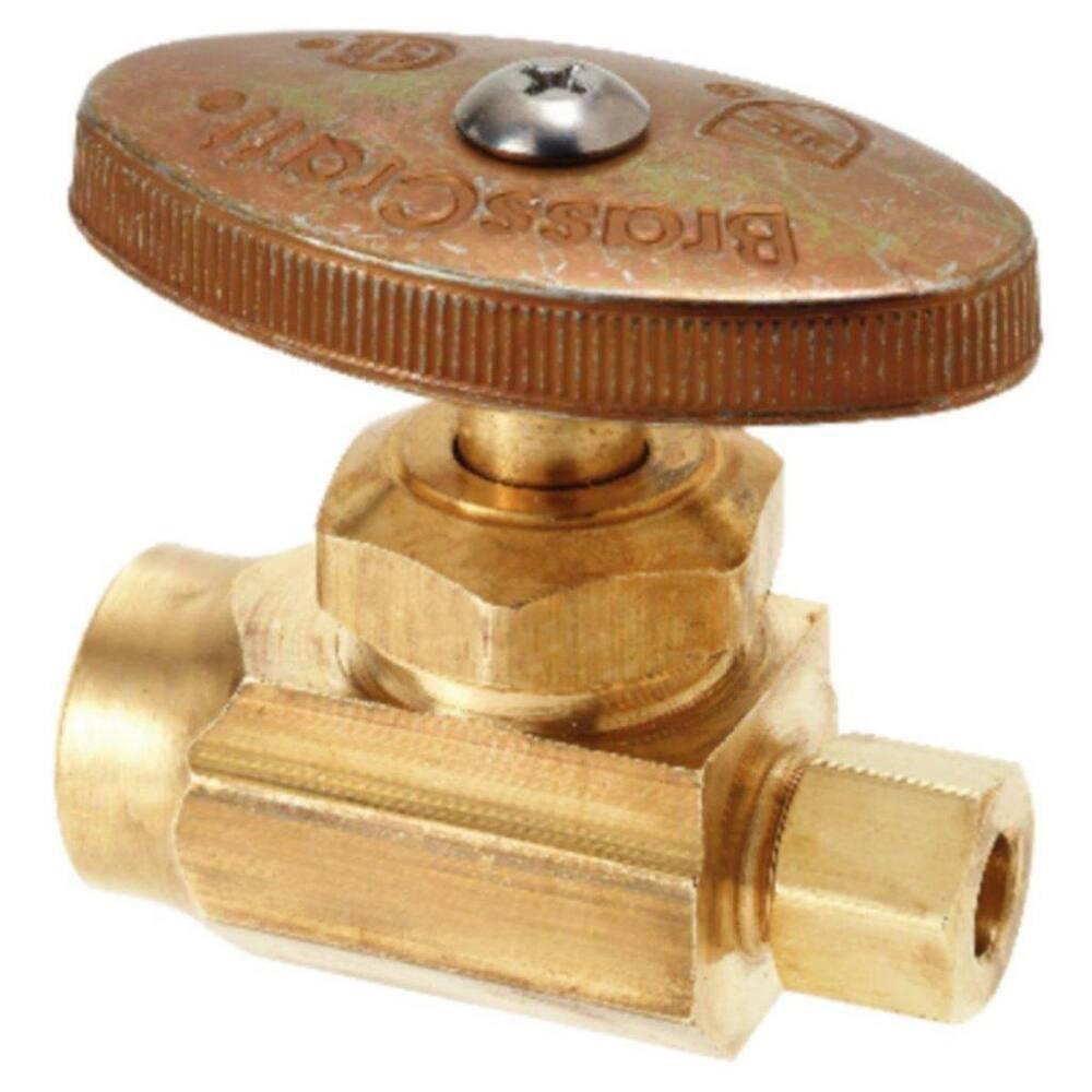 BrassCraft R04 Series 1/2 x 1/4 in. Sweat x Compression Knurled Oval Handle Straight Supply Stop Valve in Rough Brass