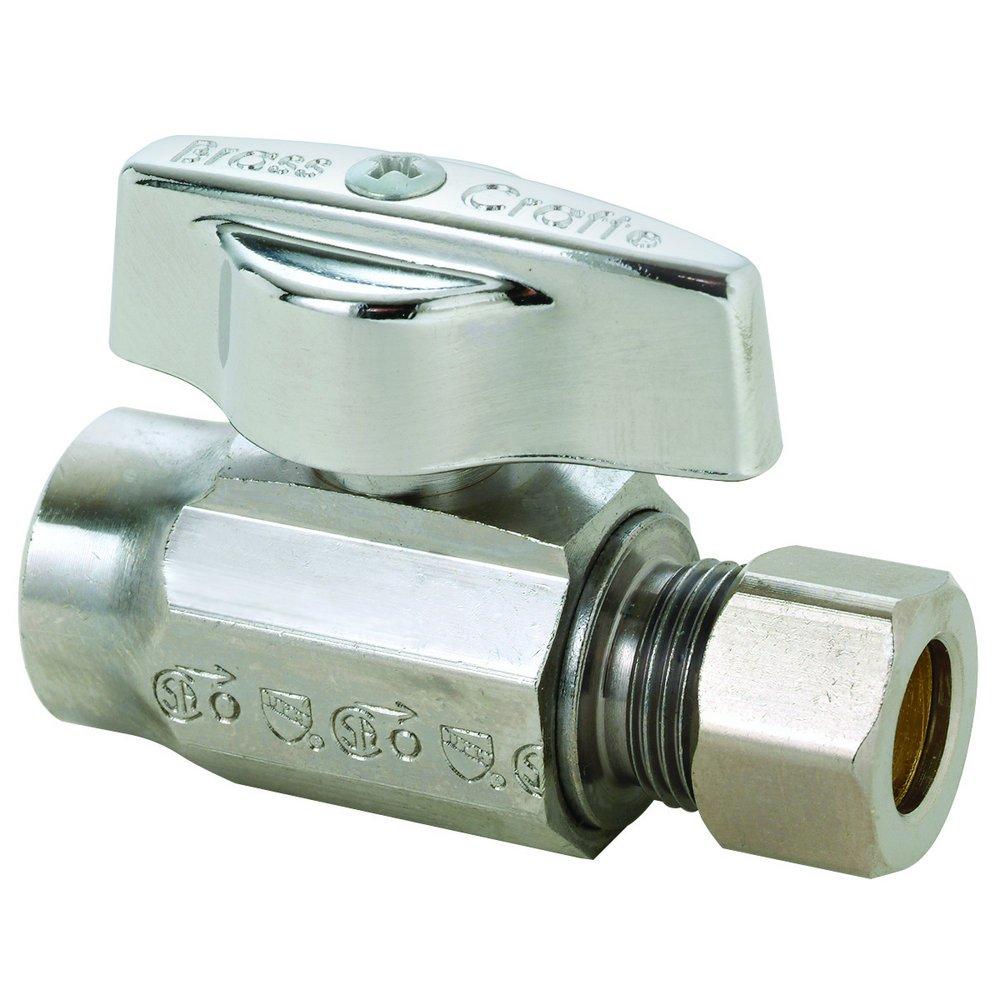 BrassCraft KT™ Series 1/2 in x 3/8 in Lever Handle Straight Supply Stop Valve in Polished Chrome