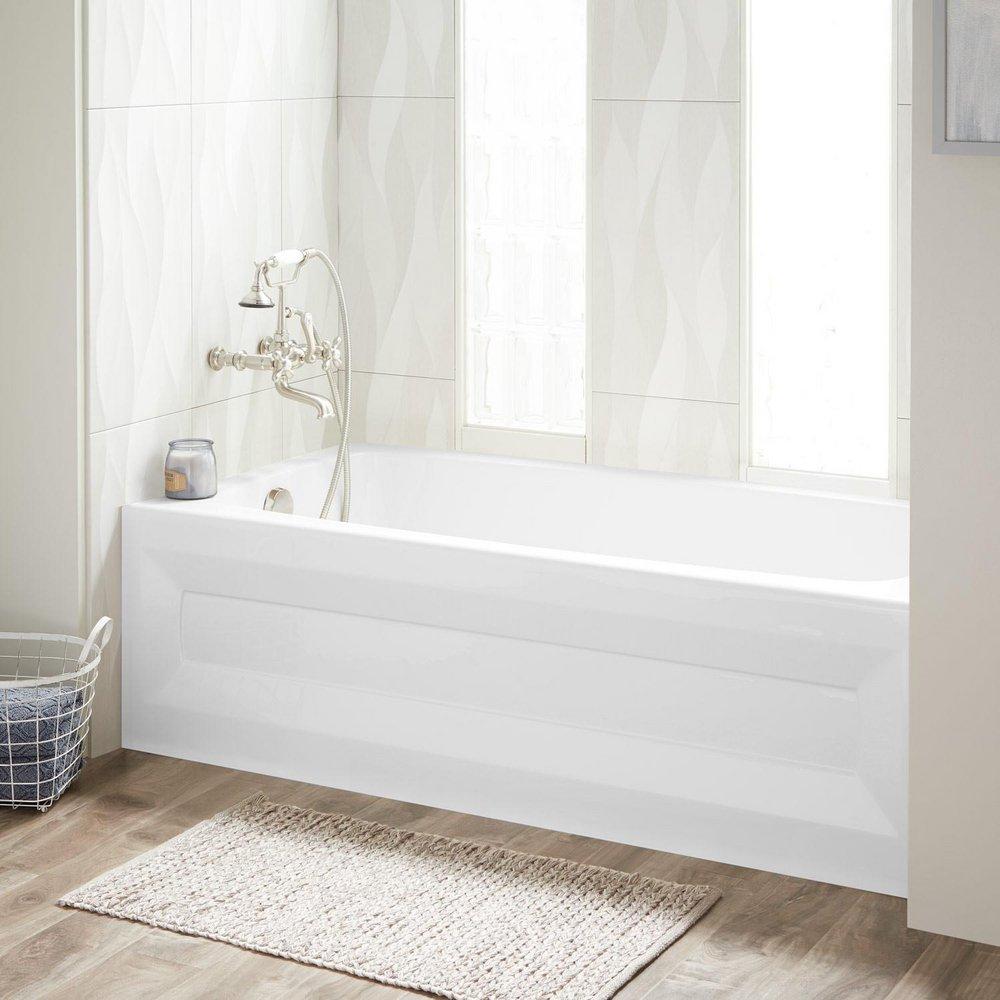 Signature Hardware Bradenton 60 in. x 30 in. Soaker Alcove Bathtub with Left Drain in White