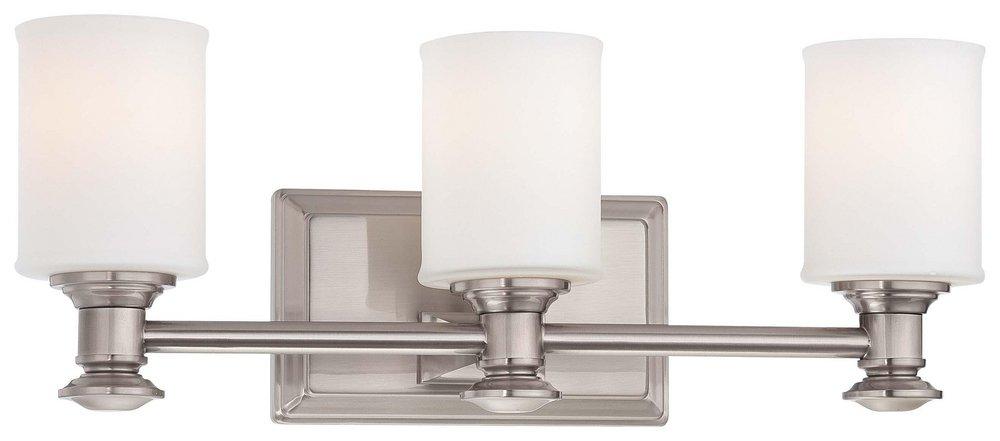Minka Lavery Harbour Point 7-1/4 in. 100W 3-Light Bath Light in Brushed Nickel with Etched Opal Glass Shade