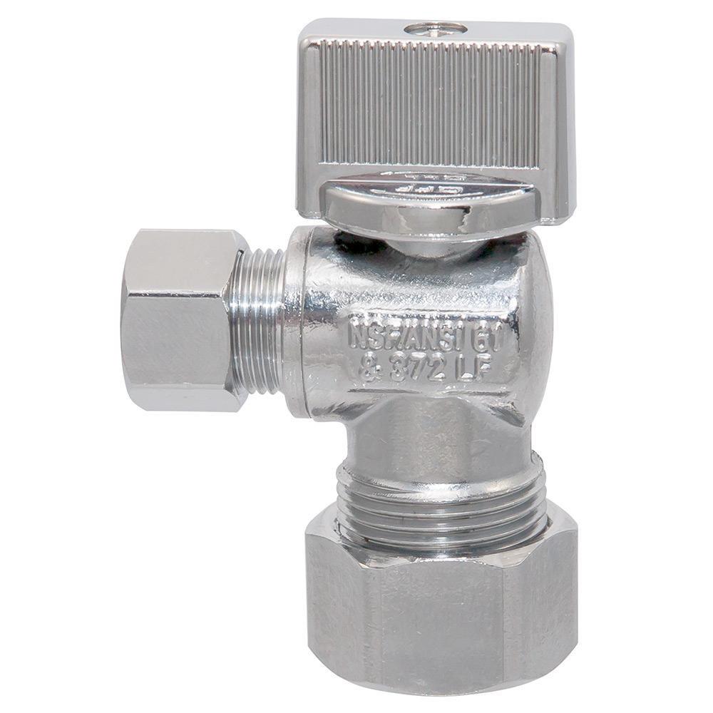 NIBCO Pro-Stop® 5/8 x 3/8 in. Compression Lever Handle Angle Supply Stop Valve in Chrome Plated