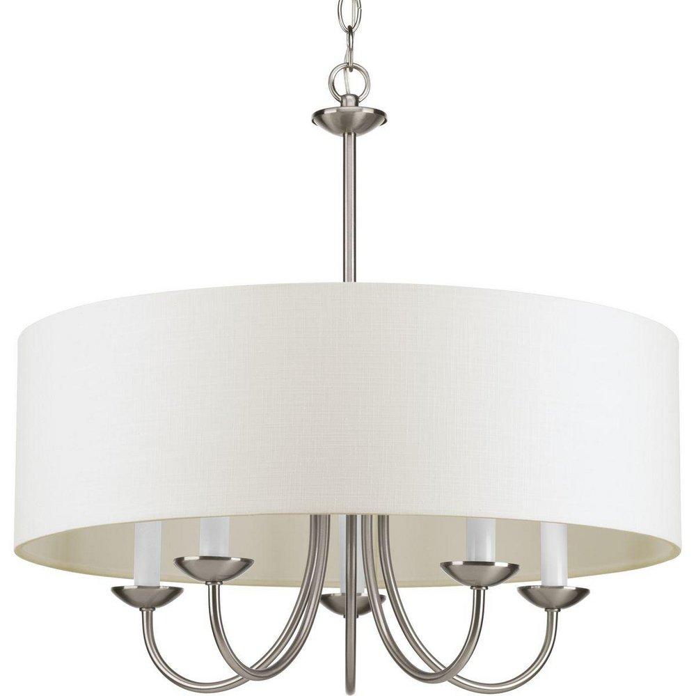 Progress Lighting Drum Shade 21-1/8 in. 60W 5-Light Chandelier in Brushed Nickel
