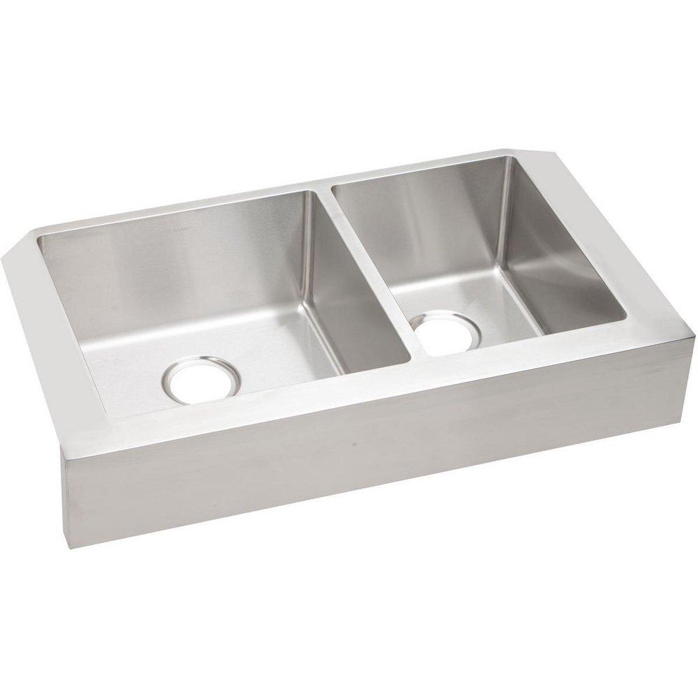 Elkay Crosstown® 35-7/8 in. Farmhouse Stainless Steel Double Bowl Kitchen Sink in Polished Satin