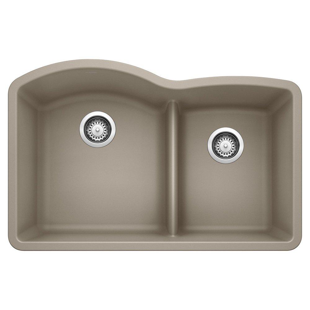 BLANCO Diamond 32 in. Undermount Silgranit Double Bowl Kitchen Sink in Truffle