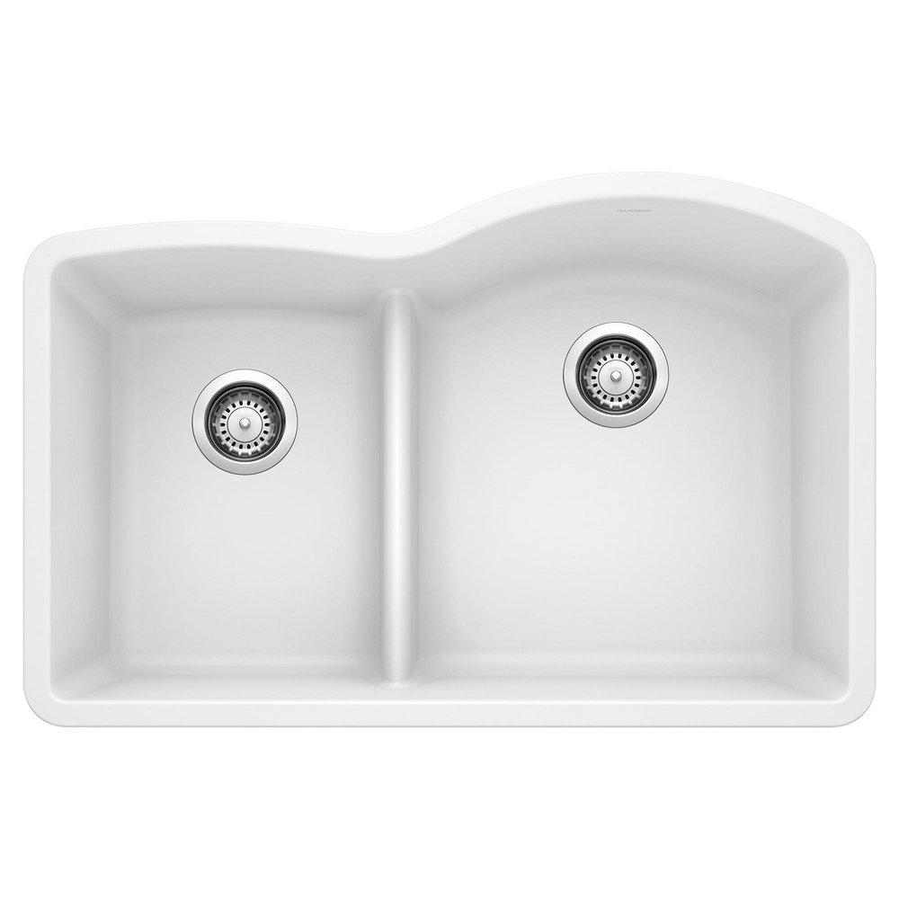 BLANCO Diamond 32 in. Undermount Silgranit Double Bowl Kitchen Sink in White
