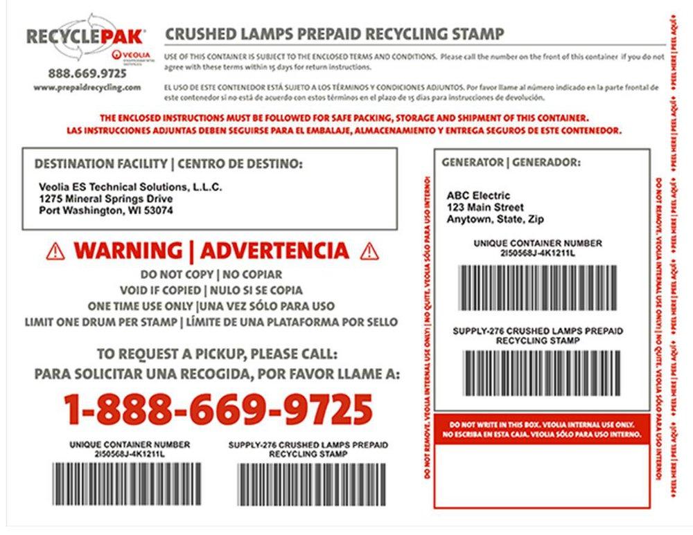Veolia ES RecyclePak® 55 gal Crushed Lamp Prepaid Stamp