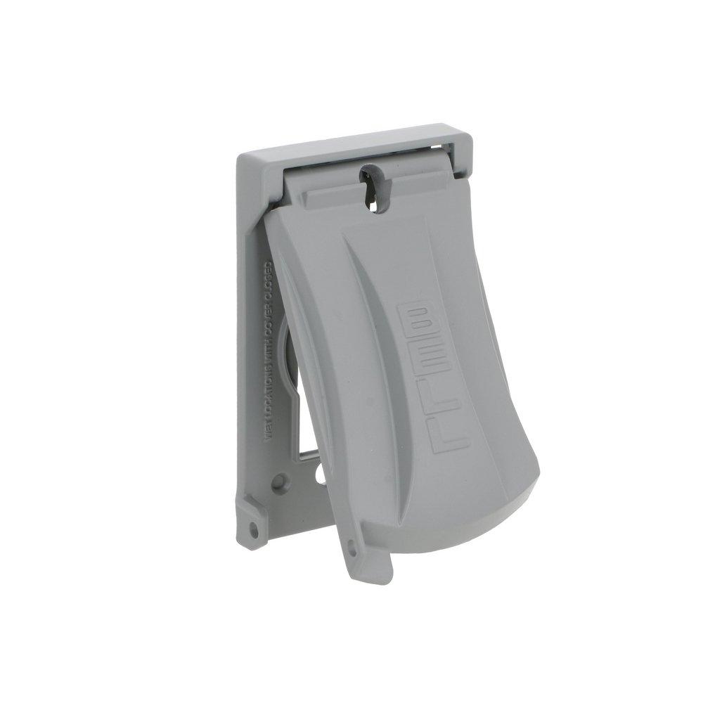 One Gang 12-in-1 Vertical/Horizontal Weatherproof Flip Cover in Grey