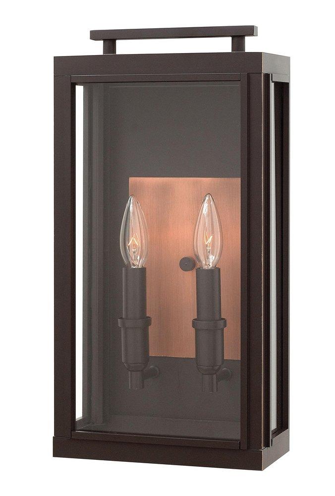 9 in. 60W 2-Light Candelabra E-12 Wall Lantern in Oil Rubbed Bronze