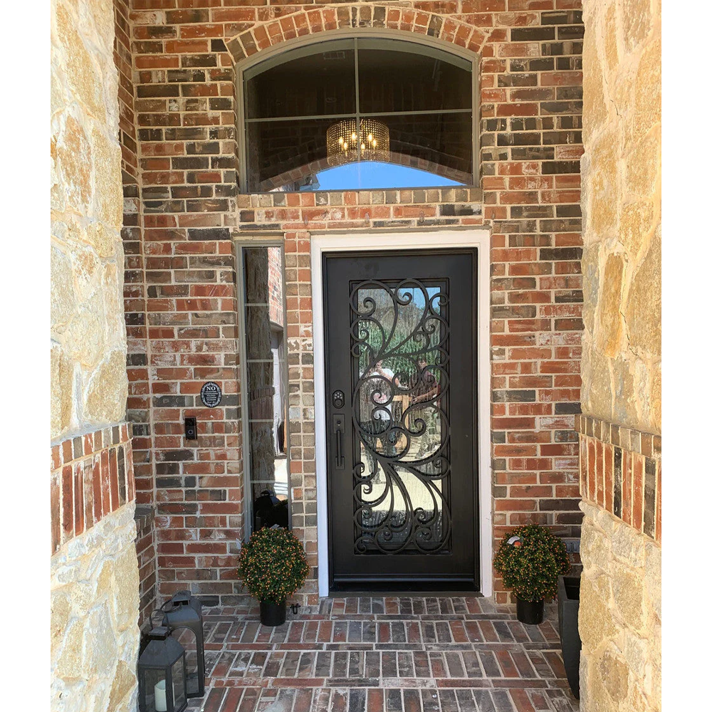 Violet 3/0x6/8 Exterior Wrought Iron Prehung Single Door