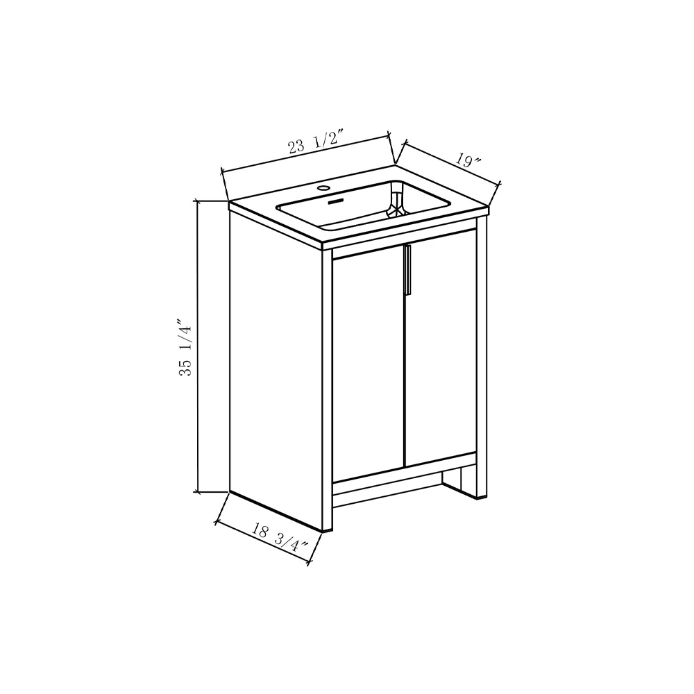 Evana 24" W Freestanding Vanity with Sink Top White | LessCare