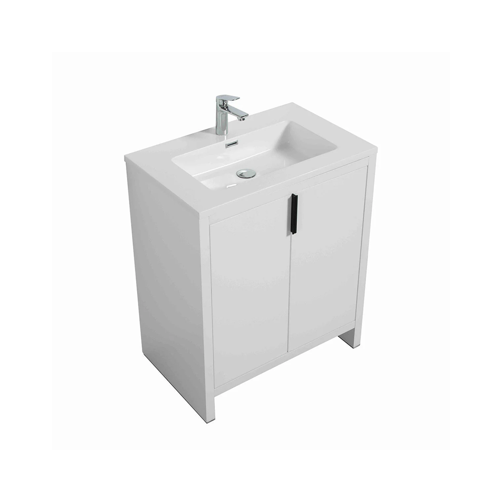 Evana 30" W Freestanding Vanity with Sink Top White | LessCare
