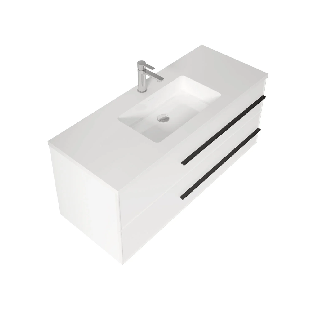 Bella 48" W Wall-Mounted White Vanity with Sink Top | LessCare