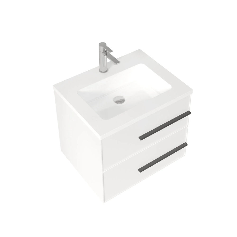 Bella 24" W Wall-Mounted White Vanity with Sink Top | LessCare