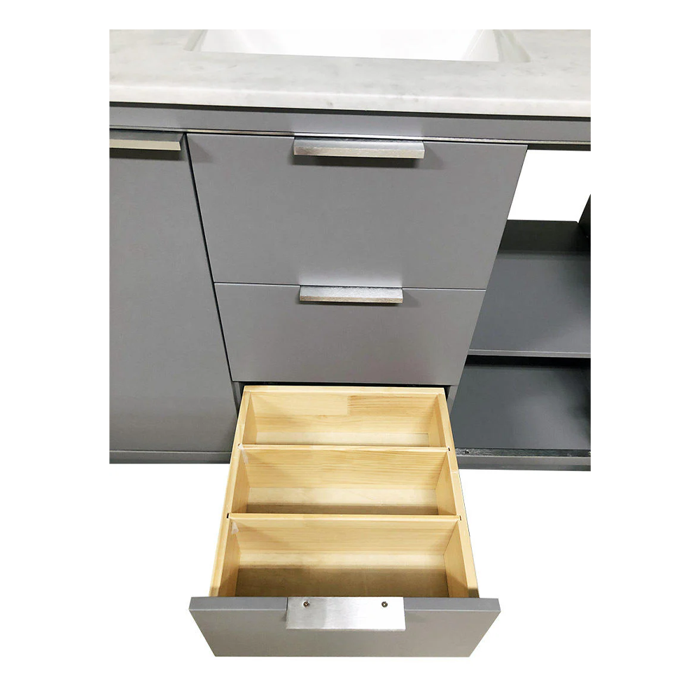 Amelie 48 in Single Sink Bathroom Vanity in Grey with Carrara White Marble Countertop