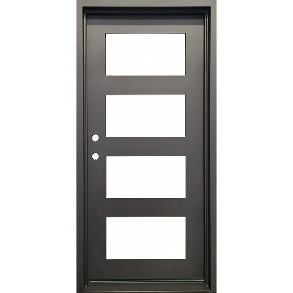 Frost 3/0x6/8 4 Lite Wrought Iron Prehung Front Door