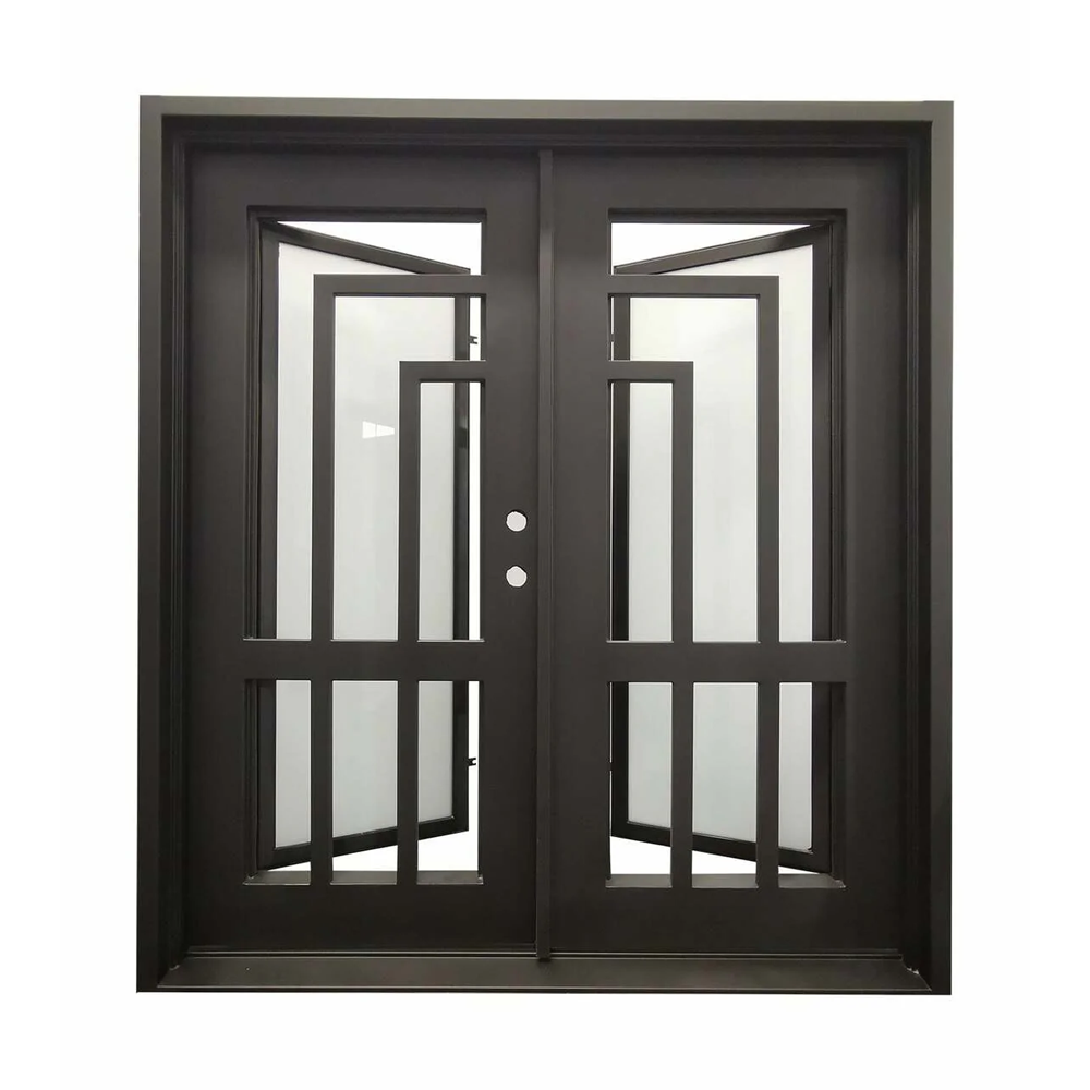 Oslo 6/0x6/8 Exterior Wrought Iron Prehung Double Door