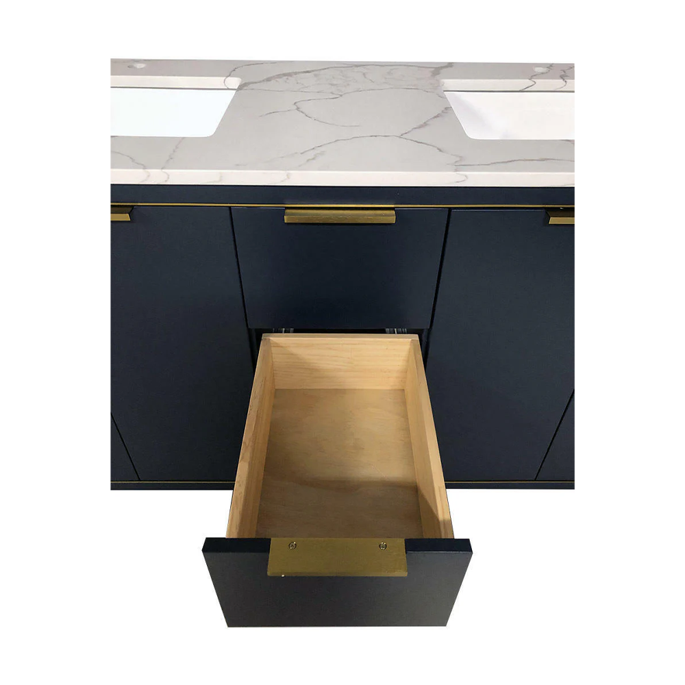 Amelie 72 in Double Sink Bathroom Vanity in Blue with Calacatta Quartz Countertop