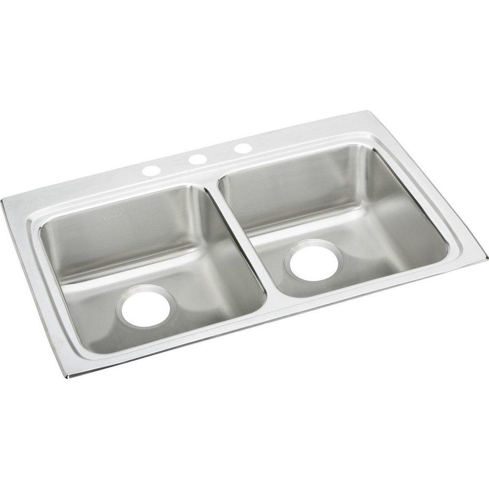 Elkay Lustertone® 33 in. Drop-in Stainless Steel Double Bowl Kitchen Sink in Lustrous Satin