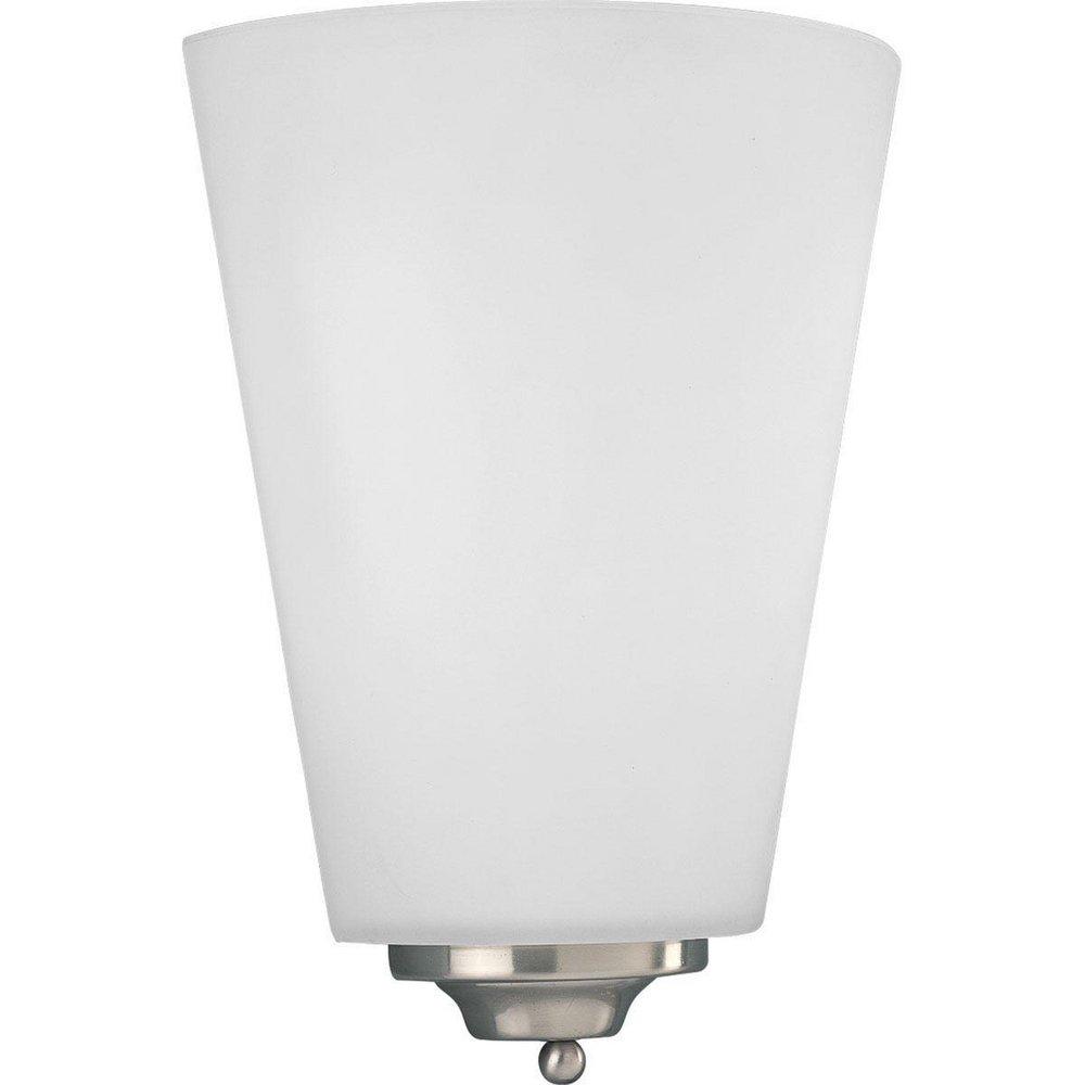 17W 1-Light Wall Sconce with Etched Opal Glass in Brushed Nickel