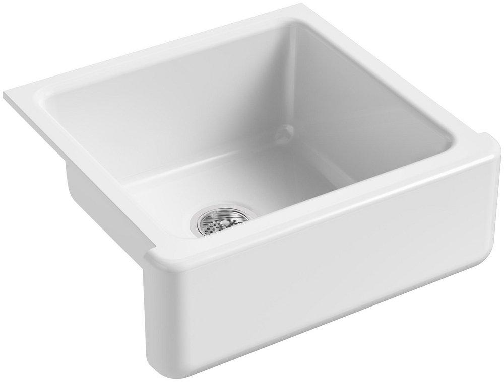 KOHLER Whitehaven® 23-1/2 in. Undermount Farmhouse Cast Iron Single Bowl Kitchen Sink in White
