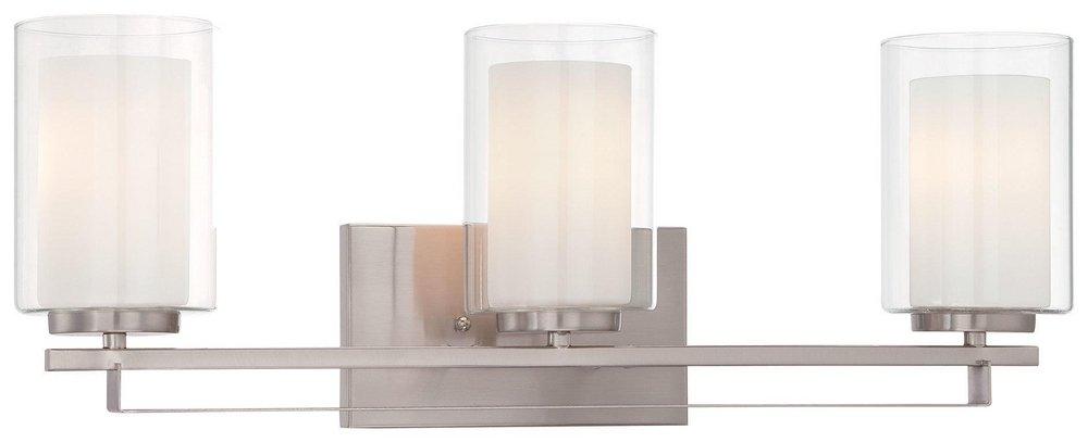 Minka Lavery Parsons Studio 3-Light Bath in Brushed Nickel with Clear and Etched White Glass