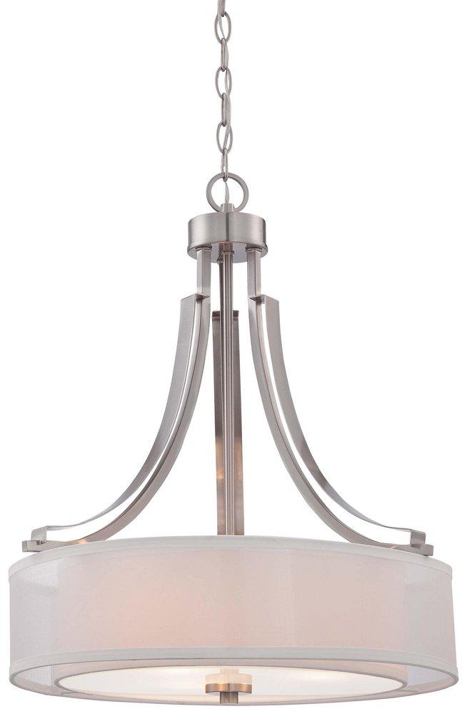 Minka Lavery Parsons Studio 100W 3-Light Pendant in Brushed Nickel with Off White Glass Shade