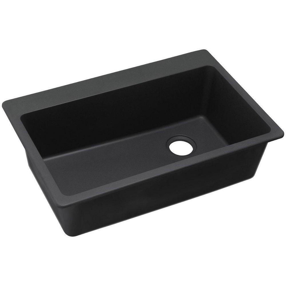 Elkay Quartz Classic® 33 in. Drop-in Composite Single Bowl Kitchen Sink in Black