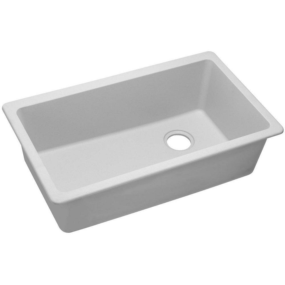Elkay Quartz Classic® 33 in. Undermount Composite Single Bowl Kitchen Sink in White