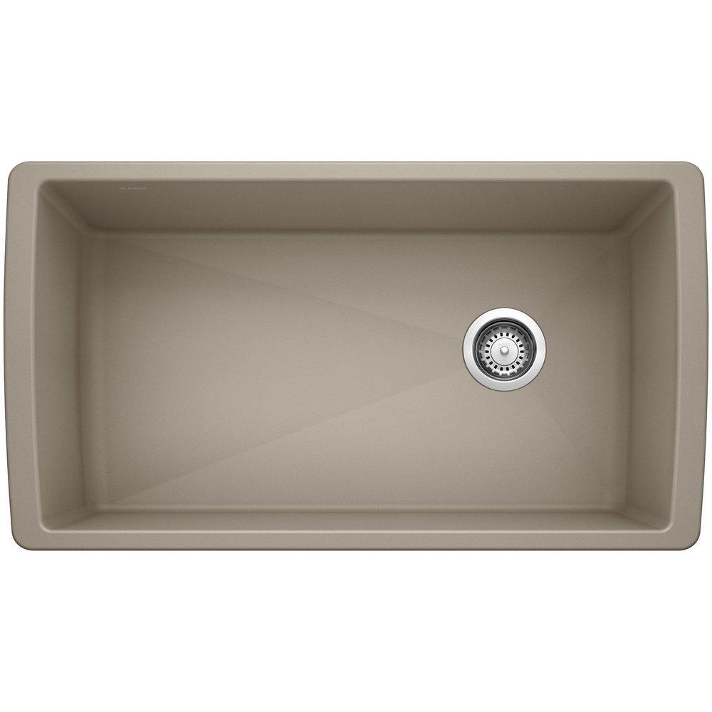 BLANCO Diamond 33-1/2 in. Undermount Silgranit Single Bowl Kitchen Sink in Truffle
