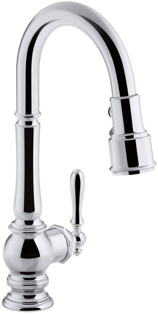 KOHLER Artifacts® Single Handle Pull Down Kitchen Faucet in Polished Chrome