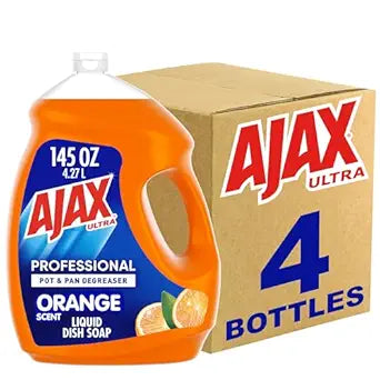 Ajax Ultra Professional Antibacterial Pot & Pan Dish Soap, Orange Scent, 145 fl. oz. (1.13 gal.), 4/Pack