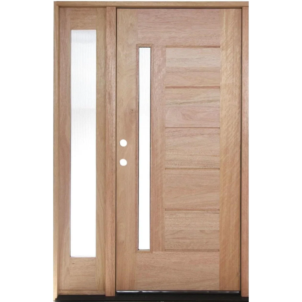 53 in x 80 in Exterior Mahogany Door | One Line Glass with One Sidelite