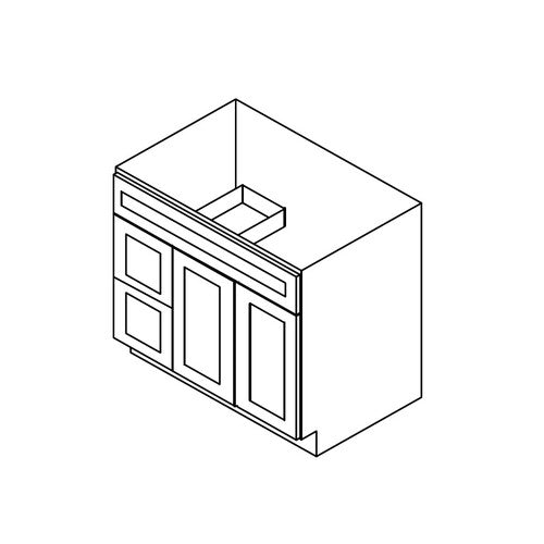 PW-S3621BDL-34-1/2" ( Vanity Sink Base 36"Wx21"Dx34.5"H 2 Left Drawers 2 Doors )