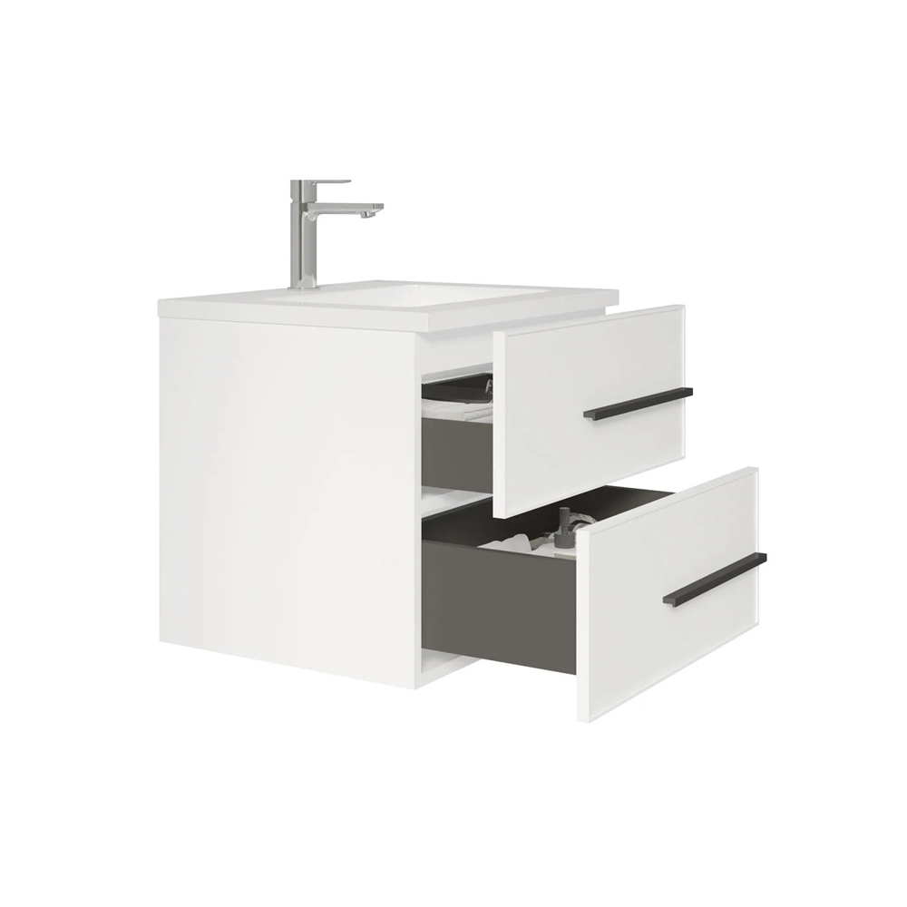 Bella 24" W Wall-Mounted White Vanity with Sink Top | LessCare
