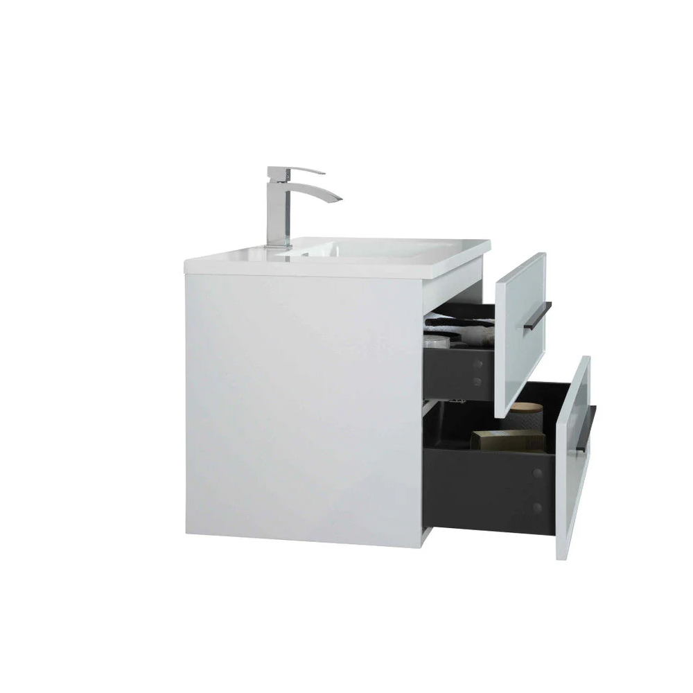 Bella 36" W Wall-Mounted White Vanity with Sink Top | LessCare