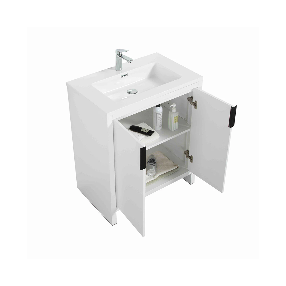 Evana 30" W Freestanding Vanity with Sink Top White | LessCare