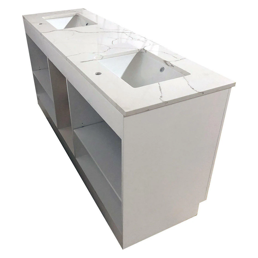 Amelie 72 in Double Sink Bathroom Vanity in White with Calacatta Quartz Countertop