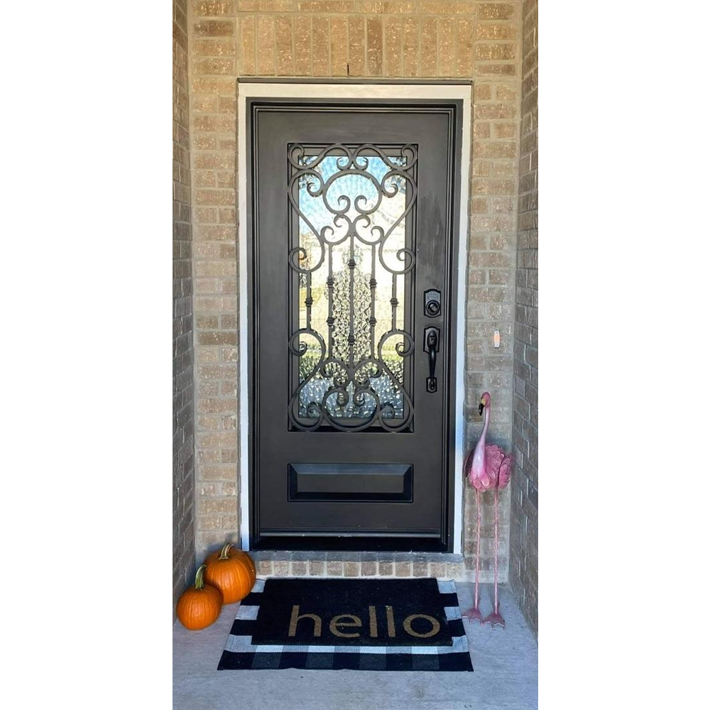 Dallas 3/0x6/8 Wrought Iron Prehung Front Door