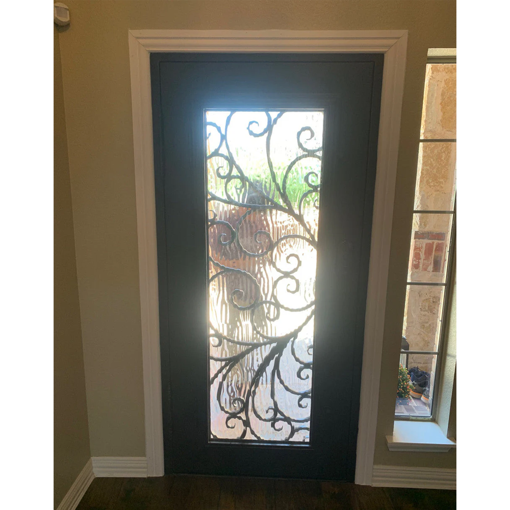 Violet 3/0x6/8 Exterior Wrought Iron Prehung Single Door