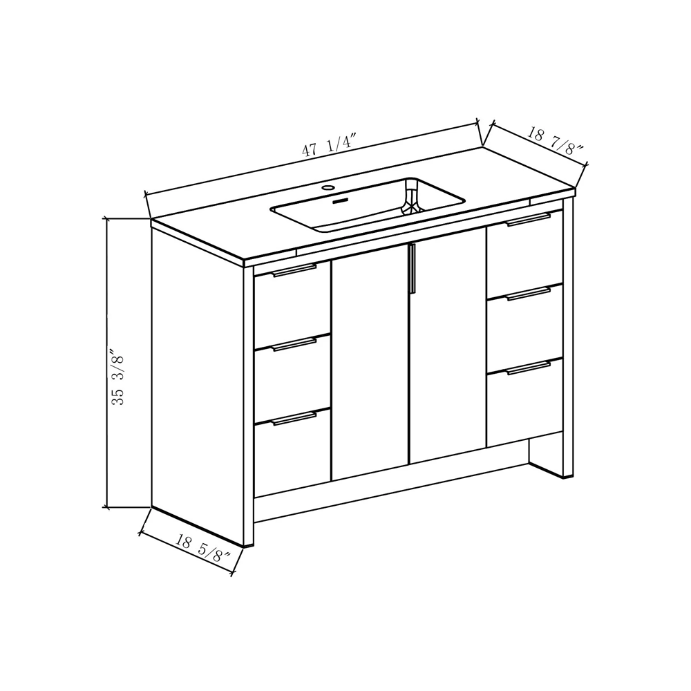 Evana 48" W Freestanding Vanity with Sink Top White | LessCare