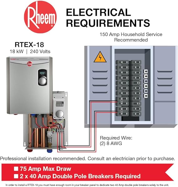 Rheem RTEX-18 Tankless Electric Water Heater (18kW, 240V)