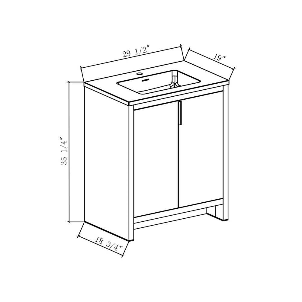 Evana 30" W Freestanding Vanity with Sink Top White | LessCare